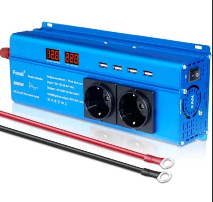 Инвертор Foval Інвертор 3000W Чистый Синус 12-220В Котла, Холодильника