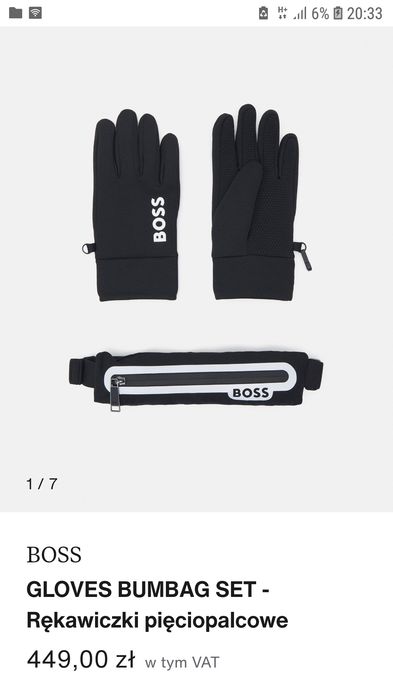 Boss rękawiczki i pasek czarny zestaw prezentowy męski softshell
