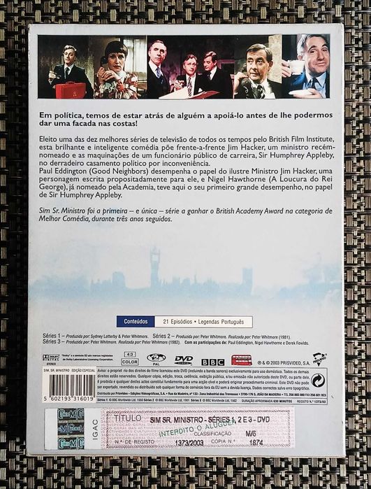 Sim, Sr. Ministro - Series 1, 2 e 3 - DVD Triplo Muito Bom Estado