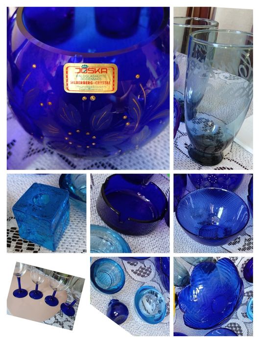 23x Szkło kolorowe niebieskie kobaltowe