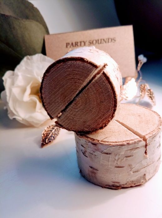 Krążki stojaczki brzozowe pod winietki ślubne