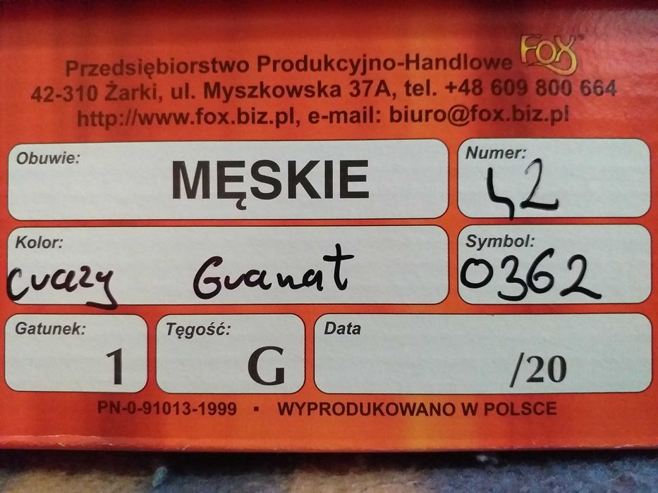 Półbuty męskie, skórzane, niebieskie FOX, rozmiar 43
