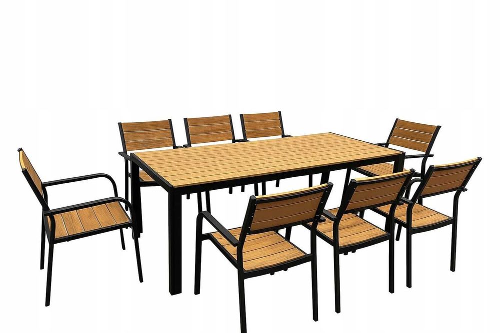 Stół Tarasowy z Blatem z Desek Kompozytowych WPC Aluminiowa Rama