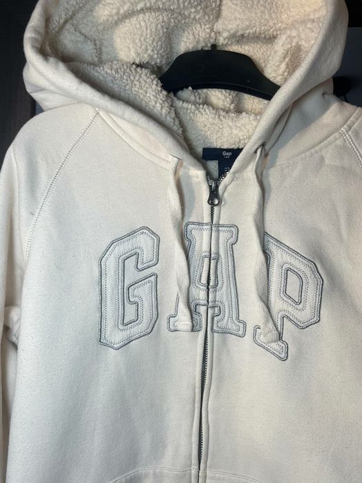 Біле утеплене зіп худі Gap | Байкове худі Gap | Тепла кофта/зірка Gap