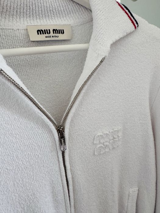 Biała rozpinana bluza damska kardigan sweter premium miu miu S 36