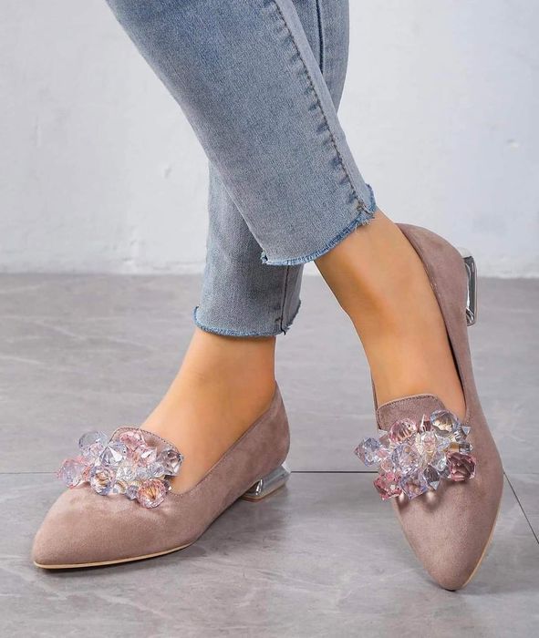 Buty półbuty baleriny lordy kryształki