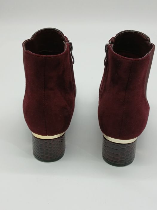 Botas de senhora bordeaux em pele e camurça 38