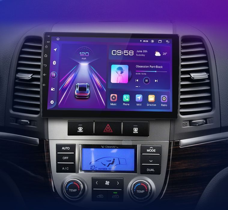 Radio Android 15 9” CarPlay Android Auto – Hyundai Santa Fe II 8GB/256GB GPS Nawigacja Stacja Multimedialna WiFi Bluetooth DSP 4G LTE PL