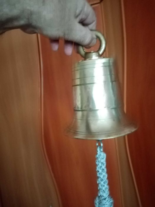 Рында колокол латунная звонкая высота 18см