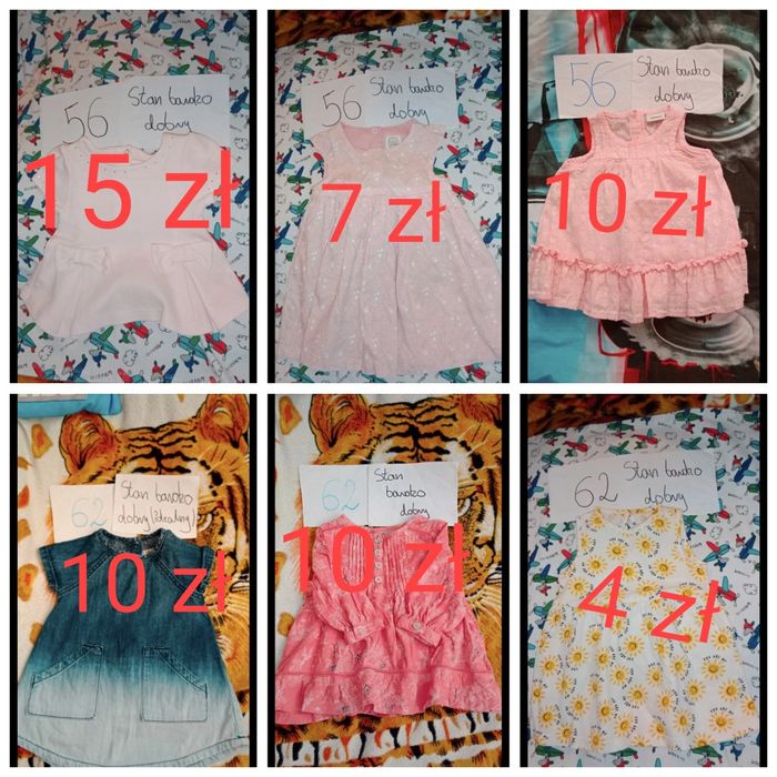 Sukienki dla dziewczynki 56-62;6-pak