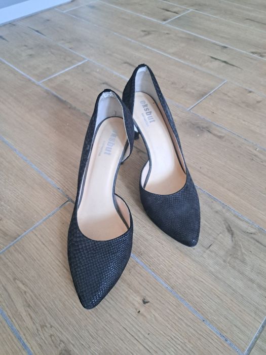 Buty damskie, czarne eleganckie czółenka, szpilki rozmiar 39