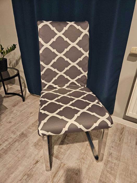 Pokrowce na krzesła wzór liście elastyczne uniwersalne 4 sztuki