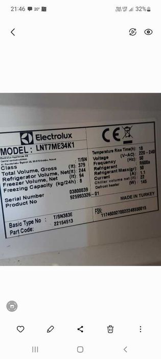 elektolux wyposażenie lodówki