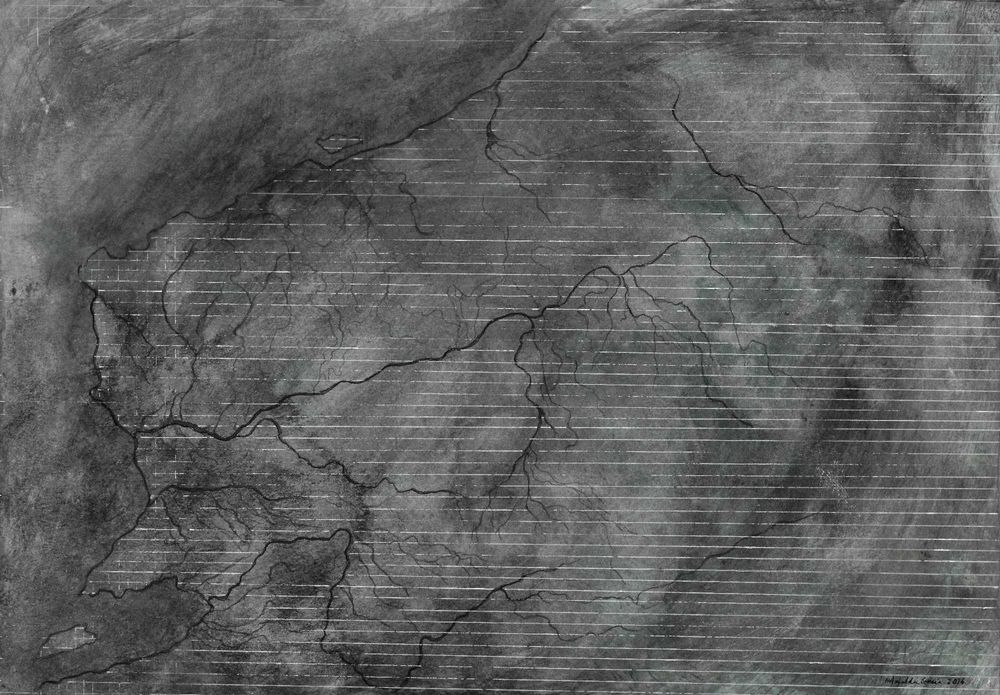 Pintura em aguarela de mapa imaginário - original - exemplar único