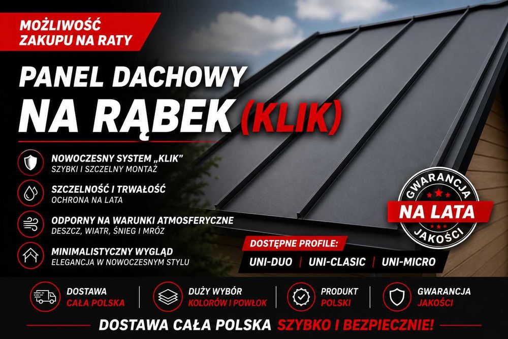 Panel dachowy na rąbek - na klik - od  producenta - z dostawą gratis - super ceny