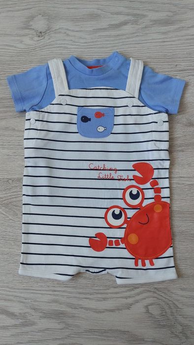 C&A komplet ogrodniczki + tshirt dla chłopca rozm 68