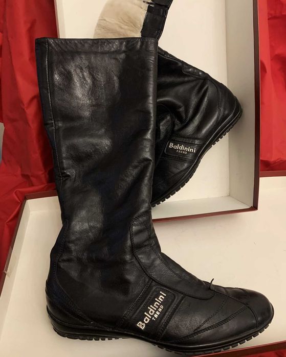 Зимние женские сапоги 40р Baldinini Италия кожа цигейка стразы