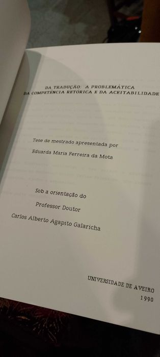 Da Tradução: A Problemática da Competência Retórica