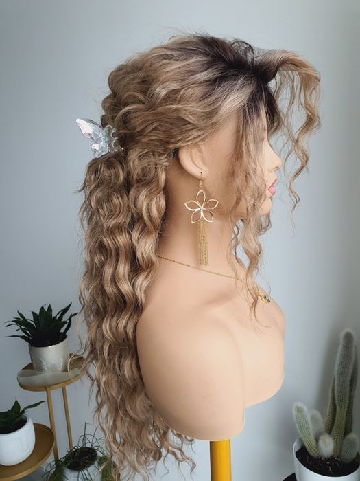 Nowa peruka blond brąz 3D naturalna fryzura