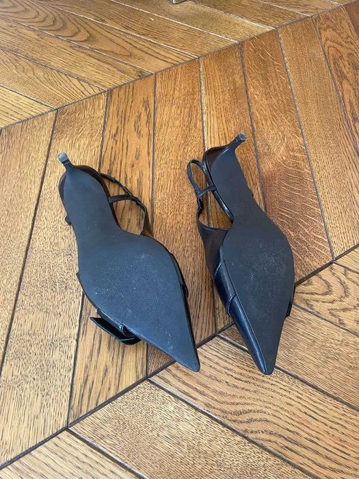 Туфлі Zara слінгбеки kitten heel шкіряні