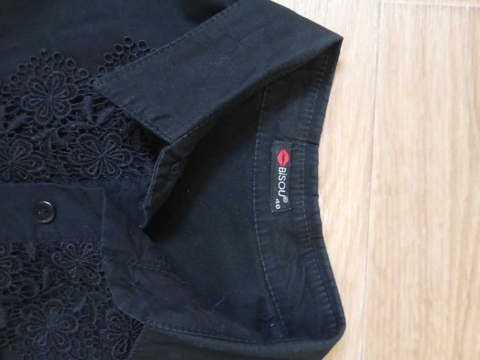 Жіноча бавовняна рубашка з кружевом р.46-48