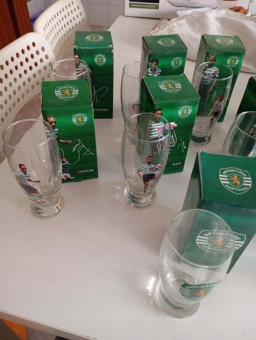 Coleção Completa 12 Copos Oficiais Sporting CP + Caixas Originais