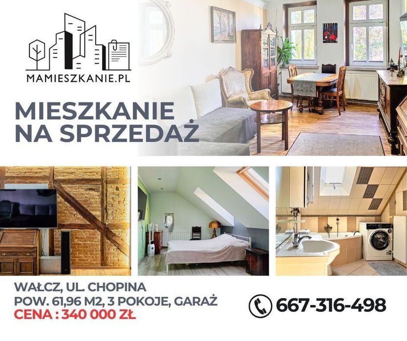 Mieszkanie na sprzedaż, ul. Chopina, 3- pokoje