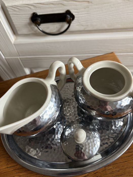 Zestaw mlecznik i cukiernica z taca Bauscher vintage