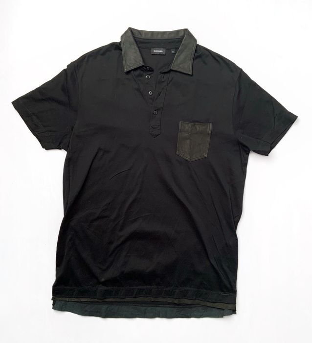 Diesel футболка, поло з шкіряним коміром, XL