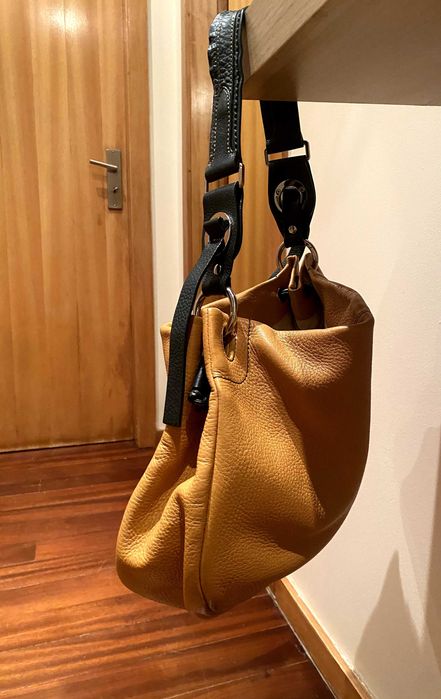 Genuine Leather Bag (Mala em couro europeu genuíno com alça resistente)