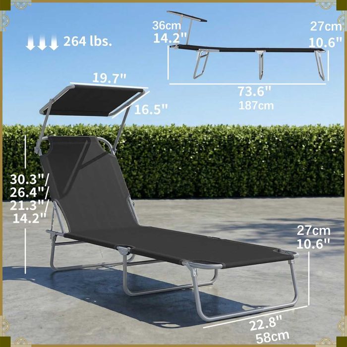 Espreguiçadeiras dobrável |  Cadeira de sol Dobravel | NOVAS | Com TOLDO de proteçao de rosto