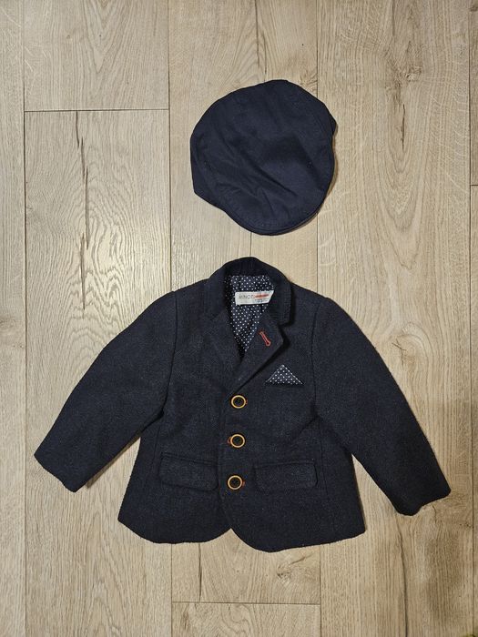 Zestaw eleganckich ubranek z marynarką r.68 na chrzest, święta