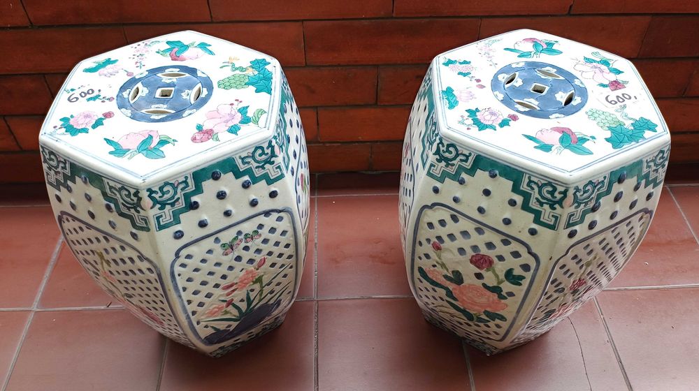 Par Bancos Jardim Cerâmica Chineses