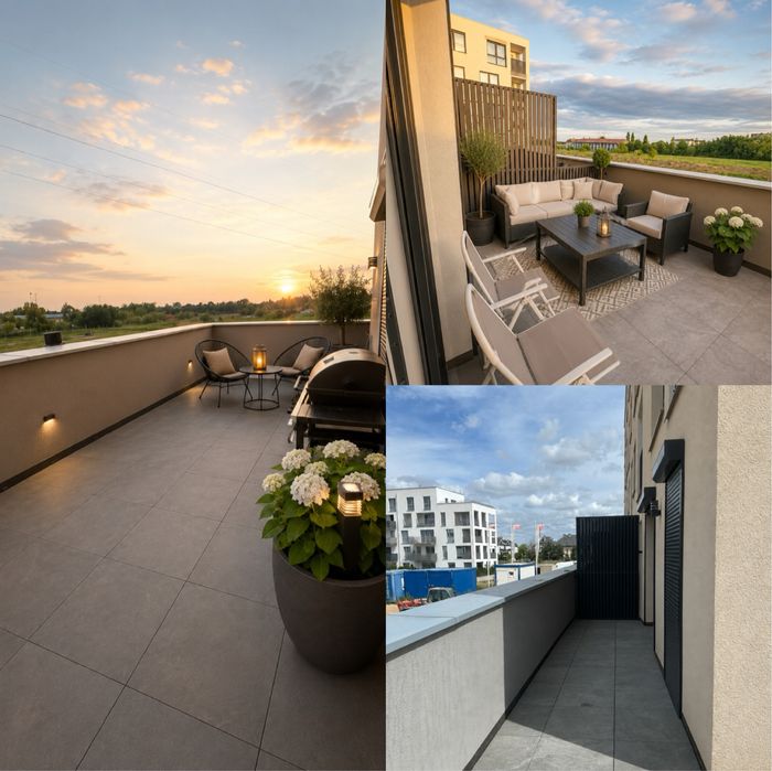 Bezpośrednio | 47,3 m² | 50 m² słonecznego tarasu | 2 miejsca w hali | Osiedle Śliwkowe – Warzymice