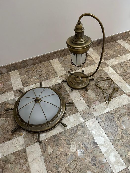 Candeeiro + plafond latão