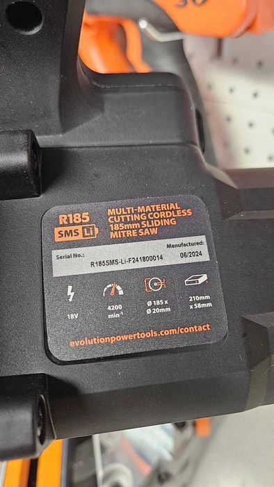Ukośnica z posuwem Evolution R185SMS-Li EXT 185mm bez aku