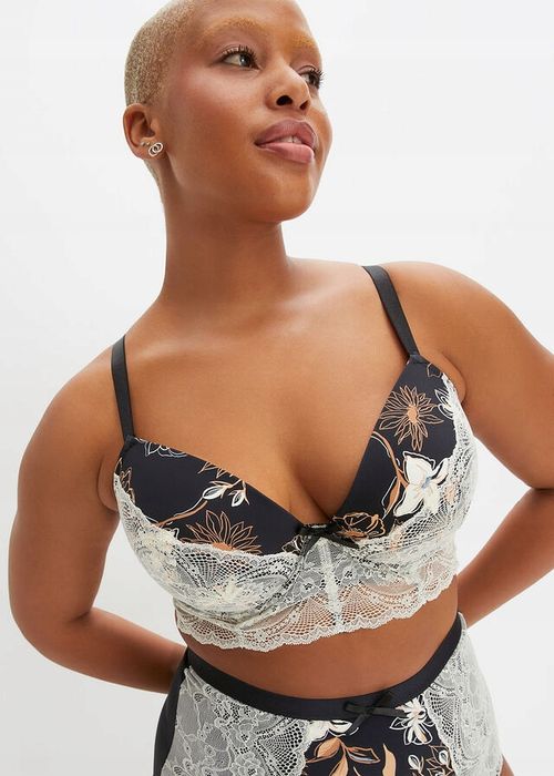 B.P.C biustonosz usztywniany na fiszbinach we wzory z koronką 75B.