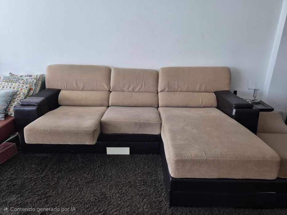 Sofá 3 lugares Chaise long com baú