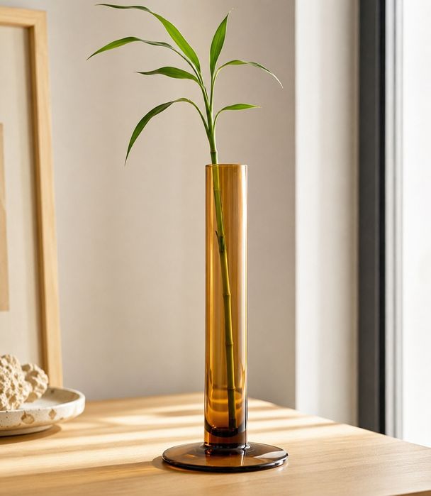 IKEA Amber Glass Wazon Bursztynowe Szkło Vintage Skandynawski Wazonik Retro
