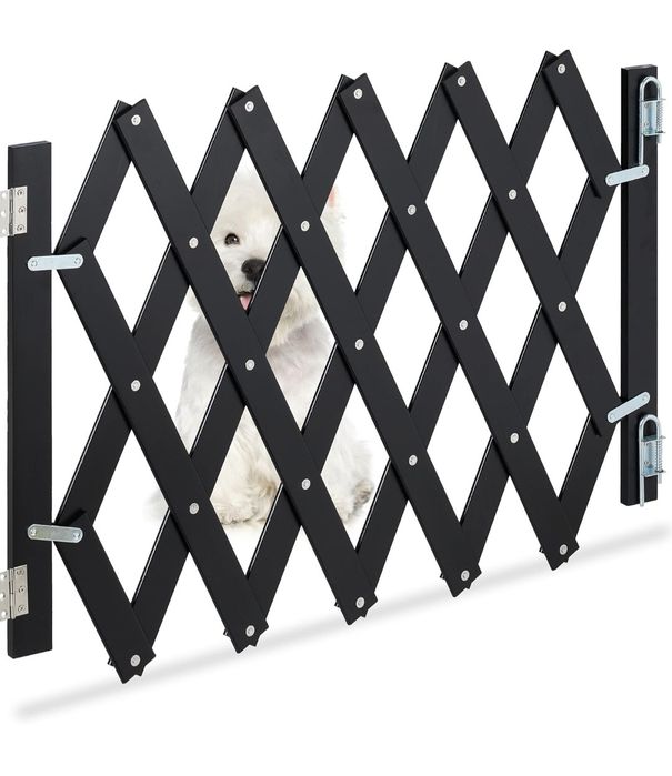 Barierka ochronna dla dzieci i zwierząt,czarna  rozkładana