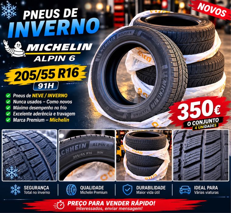 4 Pneus Michelin Alpin 6 205/55 R16 91H – semi- Novos