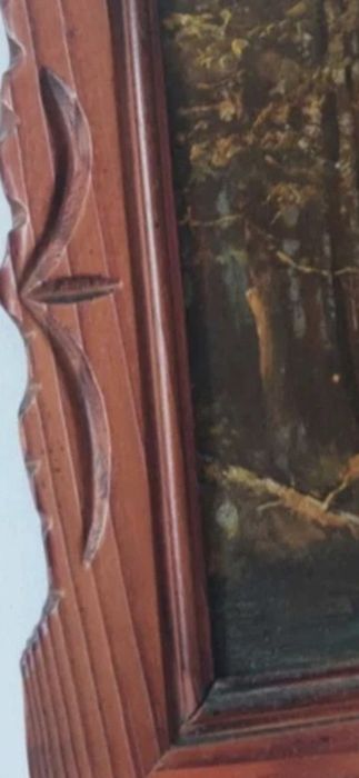 Obraz w drewnianej ramie z widokiem na góry