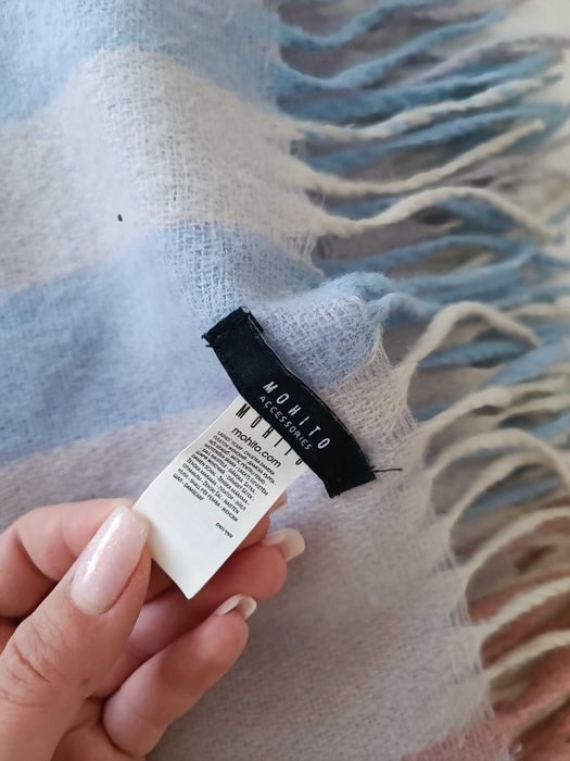 Szal damski w kratę mohito różowy biały niebieski fioletowy