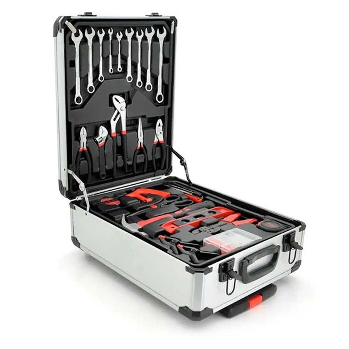 Набор инструментов и ключей в чемодане на колесах, 499 предметов.