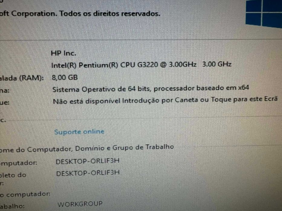 Vendo Desktop HP a funcionar na perfeição