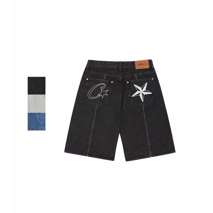 Шорти Corteiz C-Star Denim Shorts Black \ Grey \ Faded Blue