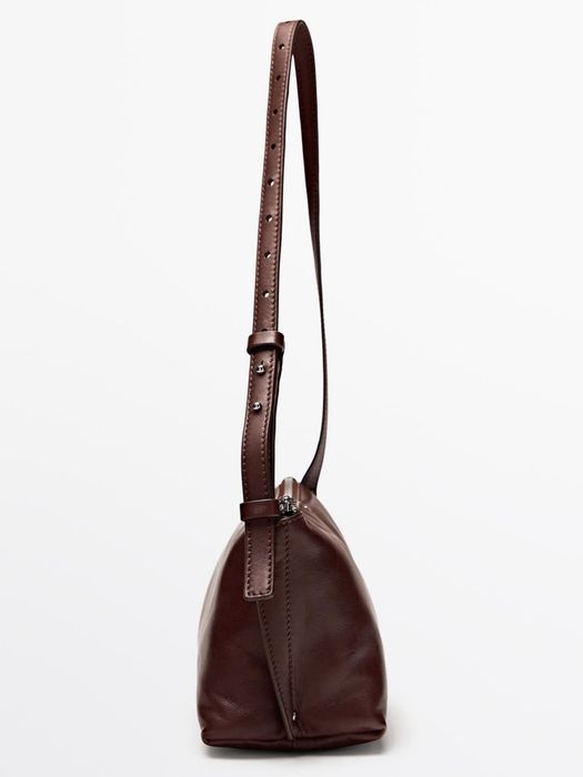 Сумка на плече зі шкіри наппа massimo dutti