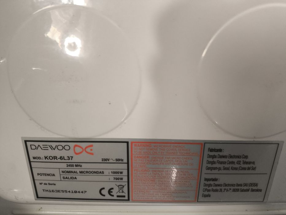 Microondas daenwood 1000 w como novo