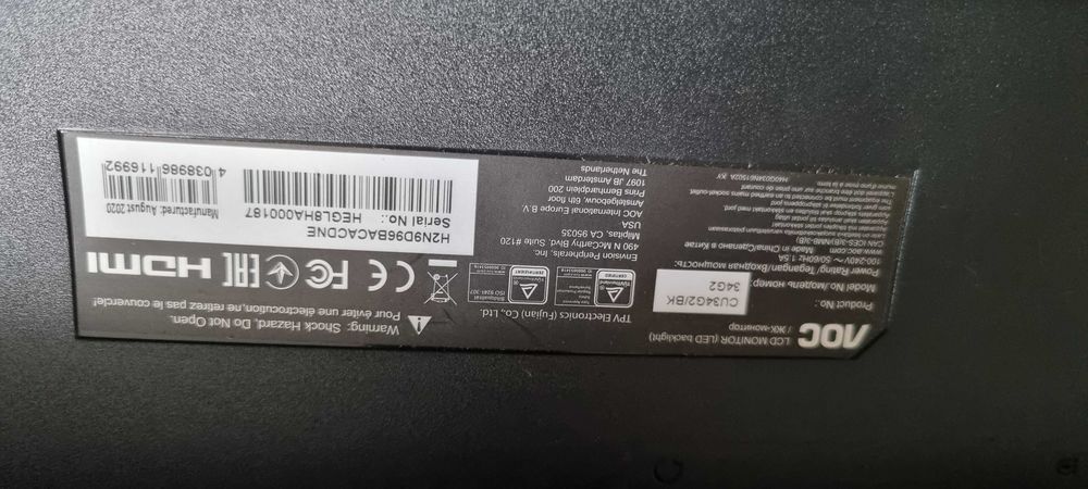 Monitor aoc uszkodzony 34"