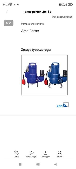 Pompa ściekowa/szlamowa ksb ama -porter